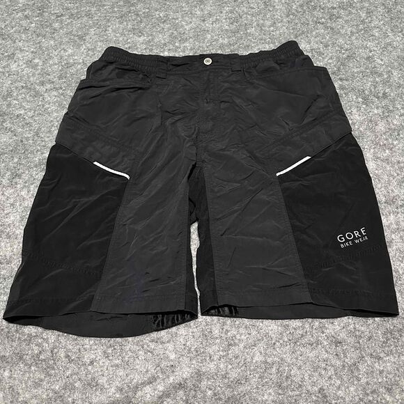GORE BIKE WEAR Black Cargo Cycling Shorts Elastic Waistband Pockets Size‎ XL - Picture 1 of 14